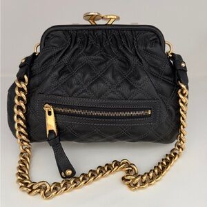 Marc Jacobs The Little Stam Leather Handbag Quilted Shoulder Bag Kiss Lock